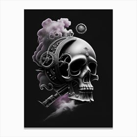 Skull With Celestial Themes Pink Stream 2 Punk Canvas Print