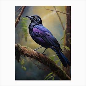 Aerial Grace: Purple-Throated Fruitcrow Print 1 Canvas Print