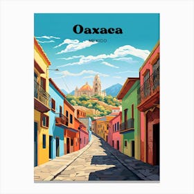 Oaxaca Mexico Cobblestreet Modern Travel Illustration Canvas Print