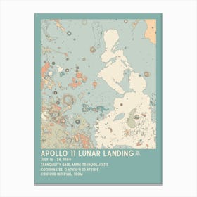 Apollo 11 Lunar Landing Site Vintage Moon Map Canvas Print