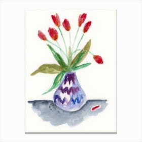 Tulips - watercolor minimal Anton Maliar vertical floral flowers Canvas Print