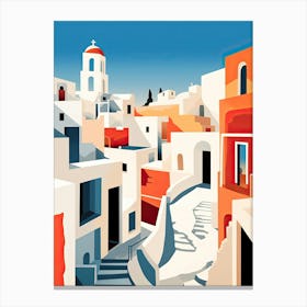 Santorini, Greece, Bold Outlines 3 Canvas Print