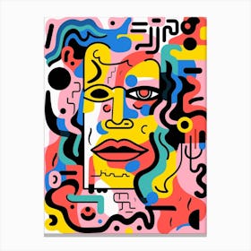 Geometric Colourful Face Illustration 3 Canvas Print