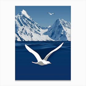 Seagull Flying Over Mountains Canvas Print