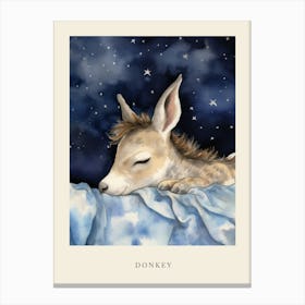 Baby Donkey 2 Sleeping In The Clouds Nursery Poster Canvas Print