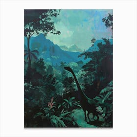 Silhouette Of A Dinosaur Painting Canvas Print