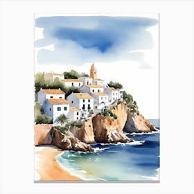 Spanish Ibiza Travel Poster Watercolor Painting (27) Canvas Print