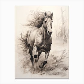 A Horse Painting In The Style Of Grattage 1 Canvas Print