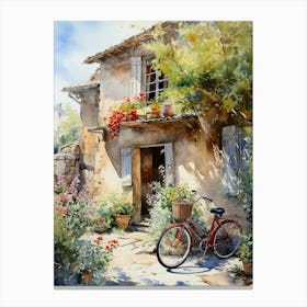 House With A Bicycle Canvas Print