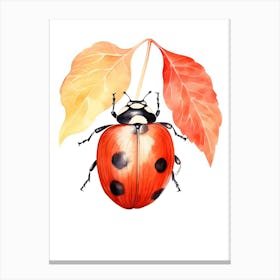 Ladybug Watercolour In Autumn Colours 1 Canvas Print