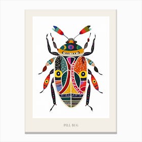 Colourful Insect Illustration Pill Bug 5 Poster Canvas Print