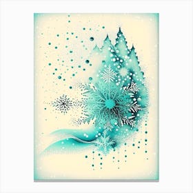 Water, Snowflakes, Vintage Sketch 1 Canvas Print