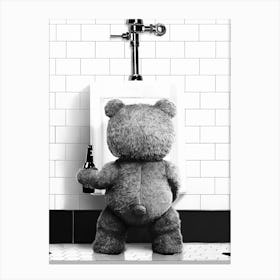 Teddy Bear Toilet Canvas Print