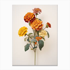 Pressed Flower Botanical Art Lantana Canvas Print
