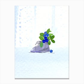 Baby Shoe with Blueberries Canvas Print