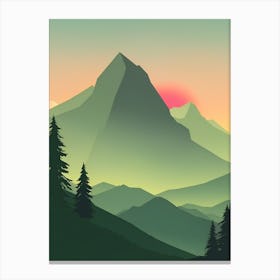 Misty Mountains Vertical Composition In Green Tone 134 Canvas Print