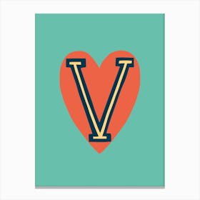 Letter V Typographic Canvas Print