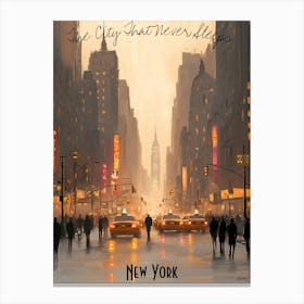 City Just Never Sleeps, minimalist soft tones palette, watercolor poster Canvas Print