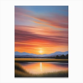 Sunset Over The Water Canvas Print