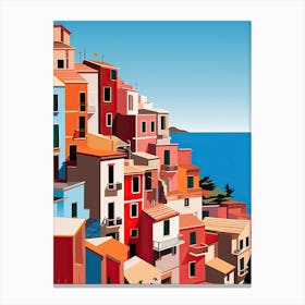 Cinque Terre, Italy, Bold Outlines 2 Canvas Print