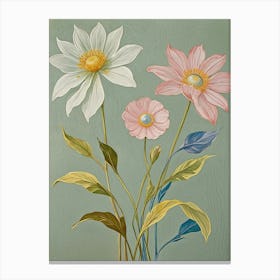 Three Pastel Flowers Canvas Print