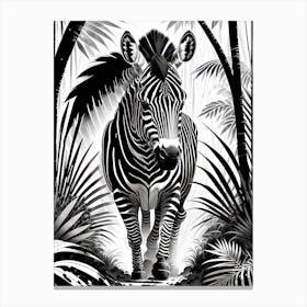Zebra In The Jungle 1 Canvas Print
