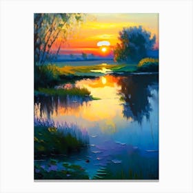 Sunrise Over Pond Waterscape Impressionism 1 Canvas Print