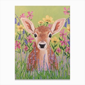 Deer In Garden Canvas Print