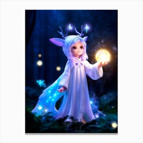 Concept Art Of A Mystical Fairy Tale Character Clutching A Glowing Orb Surrounded By The Surreal En Canvas Print