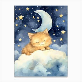 Baby Kitten 1 Sleeping In The Clouds Canvas Print
