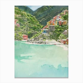 Cinque Terre National Park Italy Water Colour Poster Canvas Print