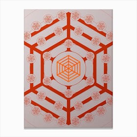 Geometric Abstract Glyph Circle Array in Tomato Red n.0298 Canvas Print