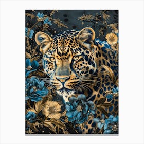 Leopard With Flowers 2 Canvas Print