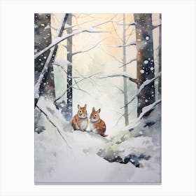 Winter Watercolour Chipmunk 6 Canvas Print