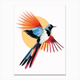 Colourful Geometric Bird Magpie 2 Canvas Print