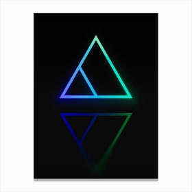 Neon Blue and Green Abstract Geometric Glyph on Black n.0113 Canvas Print
