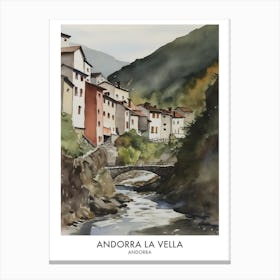 Andorra 2 Watercolour Travel Poster Canvas Print