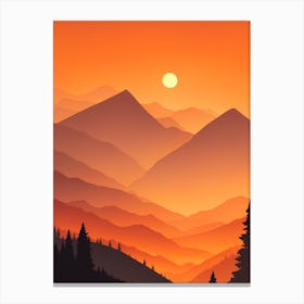 Misty Mountains Vertical Composition In Orange Tone 235 Canvas Print
