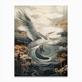 Crane 2 Gold Detail Painting Canvas Print