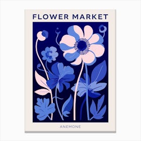 Blue Flower Market Poster Anemone 4 Canvas Print