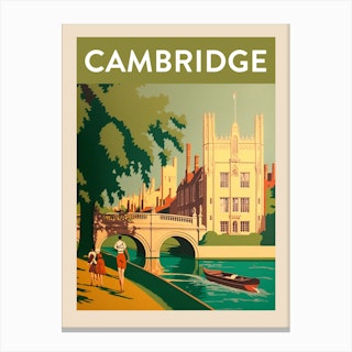 Cambridge Vintage Travel Poster Canvas Print