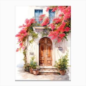 Palermo, Italy   Mediterranean Doors Watercolour Painting 3 Canvas Print