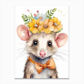 Baby Opossum Flower Crown Bowties Woodland Animal Nursery Decor (19) Result Canvas Print