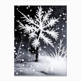 Frost, Snowflakes, Black & White 4 Canvas Print