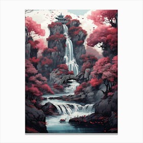 Waterfall In The Mountains Canvas Print