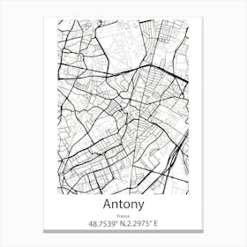 Antony,France Minimalist Map Canvas Print