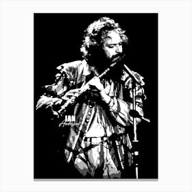 Ian Anderson Rock Music Legend in Grayscale Canvas Print