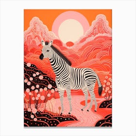 Zebra Orange & Pink Pattern 1 Canvas Print