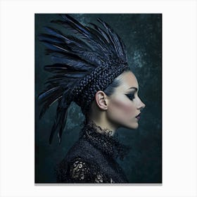 Black Feathered Woman Canvas Print