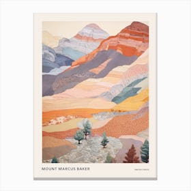 Mount Marcus Baker United States 2 Colourful Mountain Illustration Poster Canvas Print